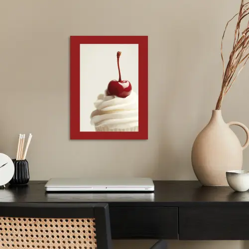 Cupcake - Kers - Rood poster papier klein -sfeer1