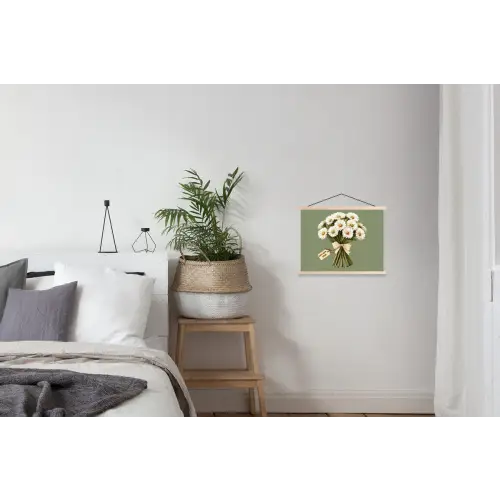 Lint - Boeket - Groen - Quote textielposter latten blank klein -woonkamer