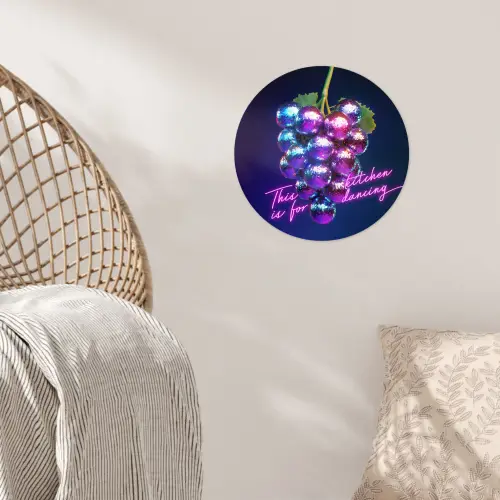 Quote - Neon - Disco - Druiven Wandcirkel behangsticker klein -sfeer4
