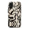 Lijnen - Zwart - Beige - Abstract - Minimalistisch Toughcase MagSafe Apple iPhone 17 klein -3d