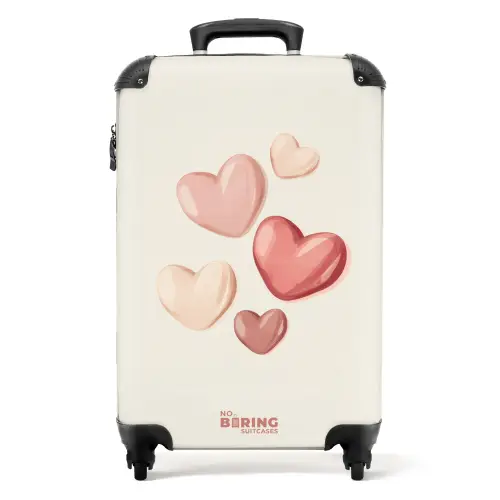 Zwevende harten in zachte rode en roze tinten NBS - Handbagage koffer - Kinderen Unisex middel -productfoto_recht