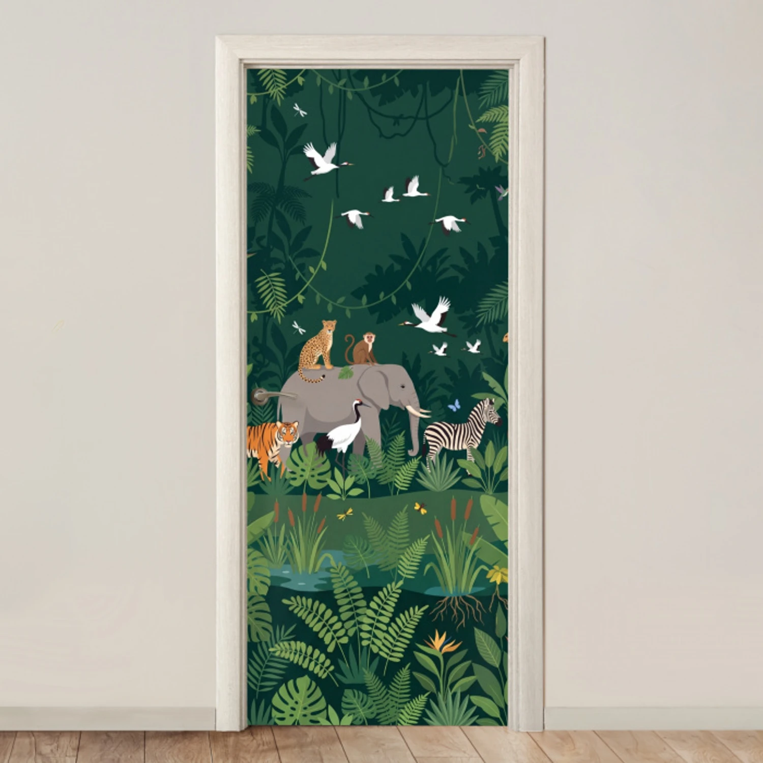 Tropisch - Jungle -  Groen deurposter klein -3d_beige