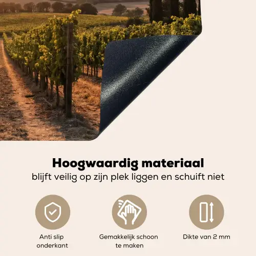 Wijngaard - Zonsondergang - Landschap Inductie beschemer met haakjes klein -ky-onderkant-nl