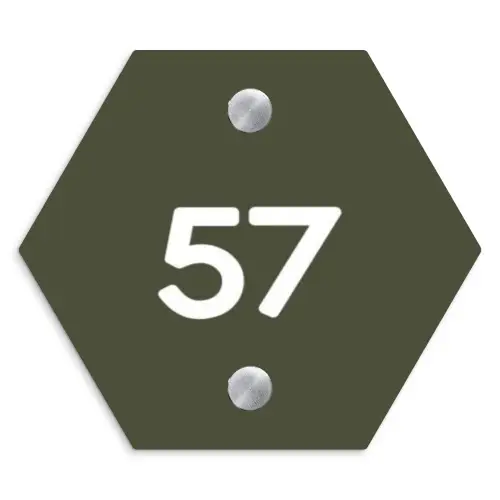 Donkergroen - Traditioneel Naambord Hexagon klein -3d