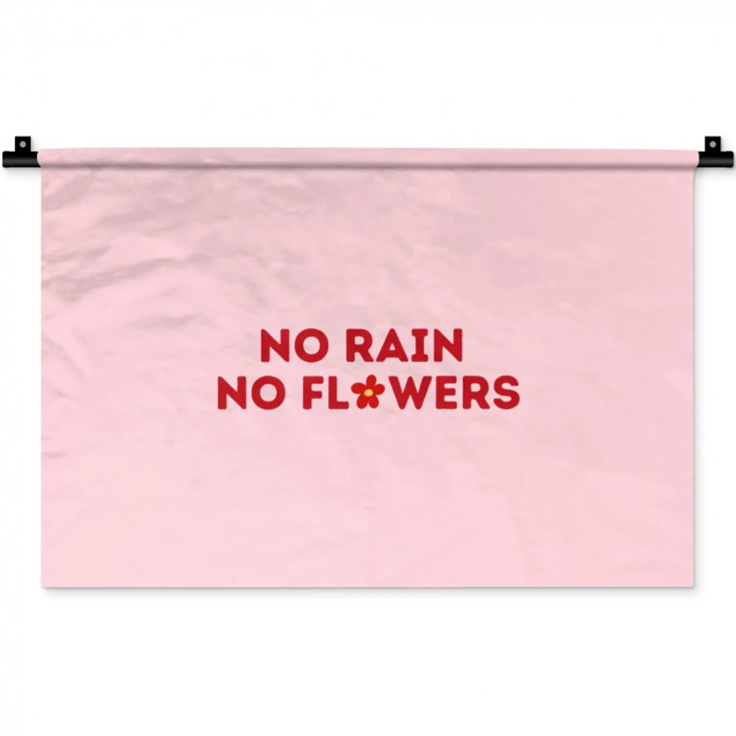 No rain no flowers - Minimalistisch - Roze - Bloem Wandkleed katoen klein -zz3d