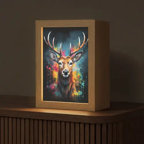 Hert - Graffiti - Dieren - Kleuren Light Box met kabel (Tafellamp) klein -z3d_website