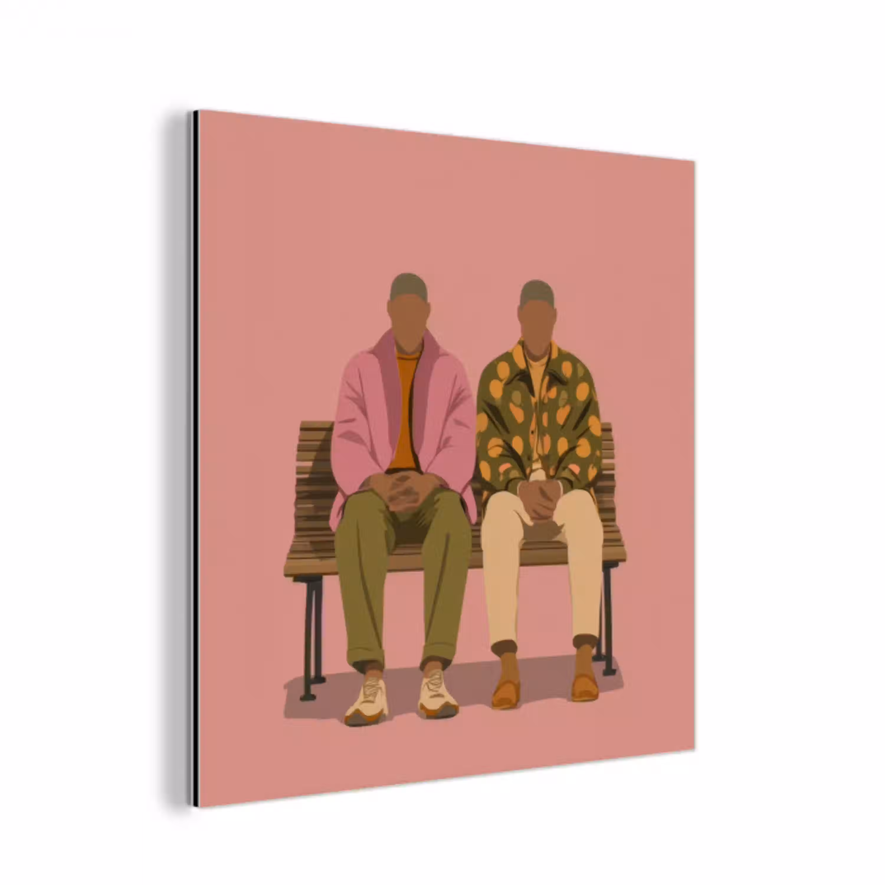 Illustratie - Bankje - Personen - Minimalistisch aluminium wit klein -3d