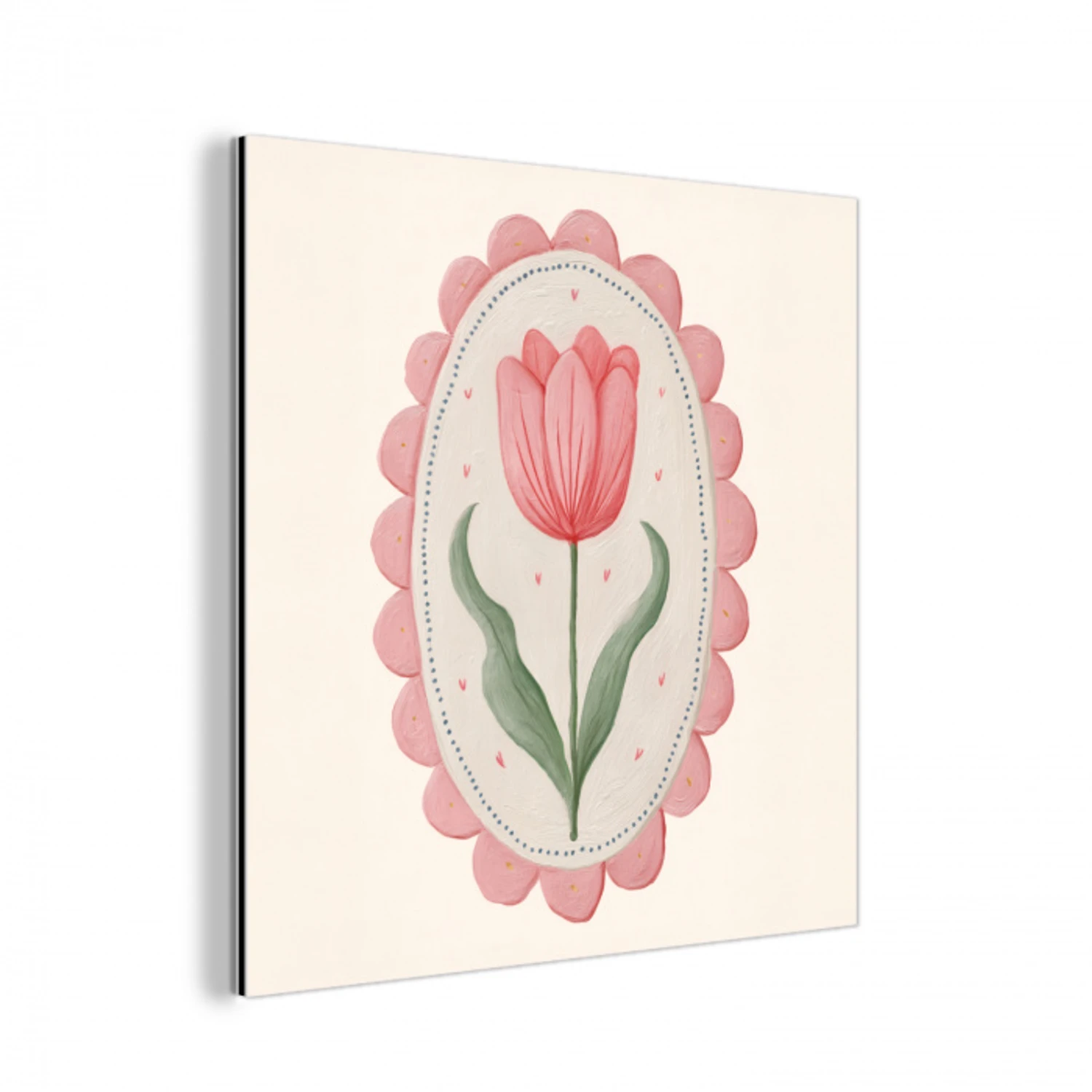 Tulp - Lijst - Ovaal - Illustratie aluminium wit klein -3d