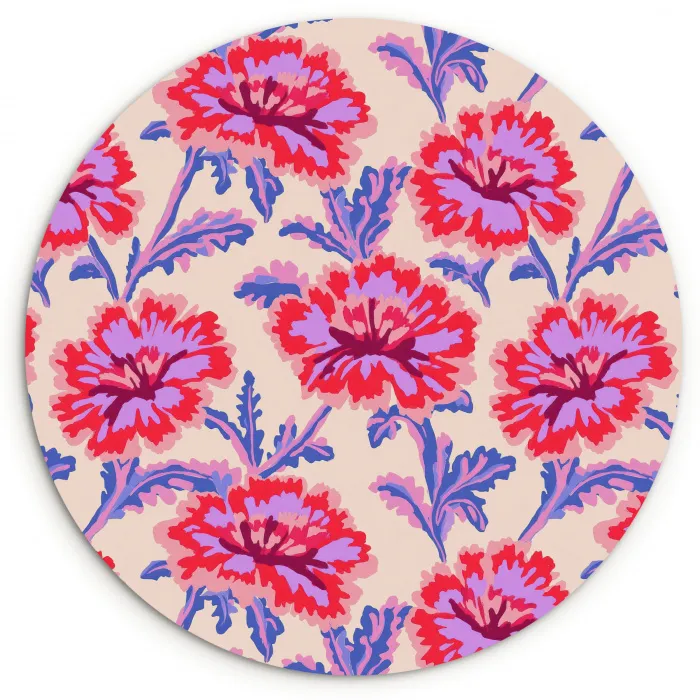 Bloemen - Patroon - Meerkleurig Wandcirkel kunststof plaat 5mm dik klein 188 -3d