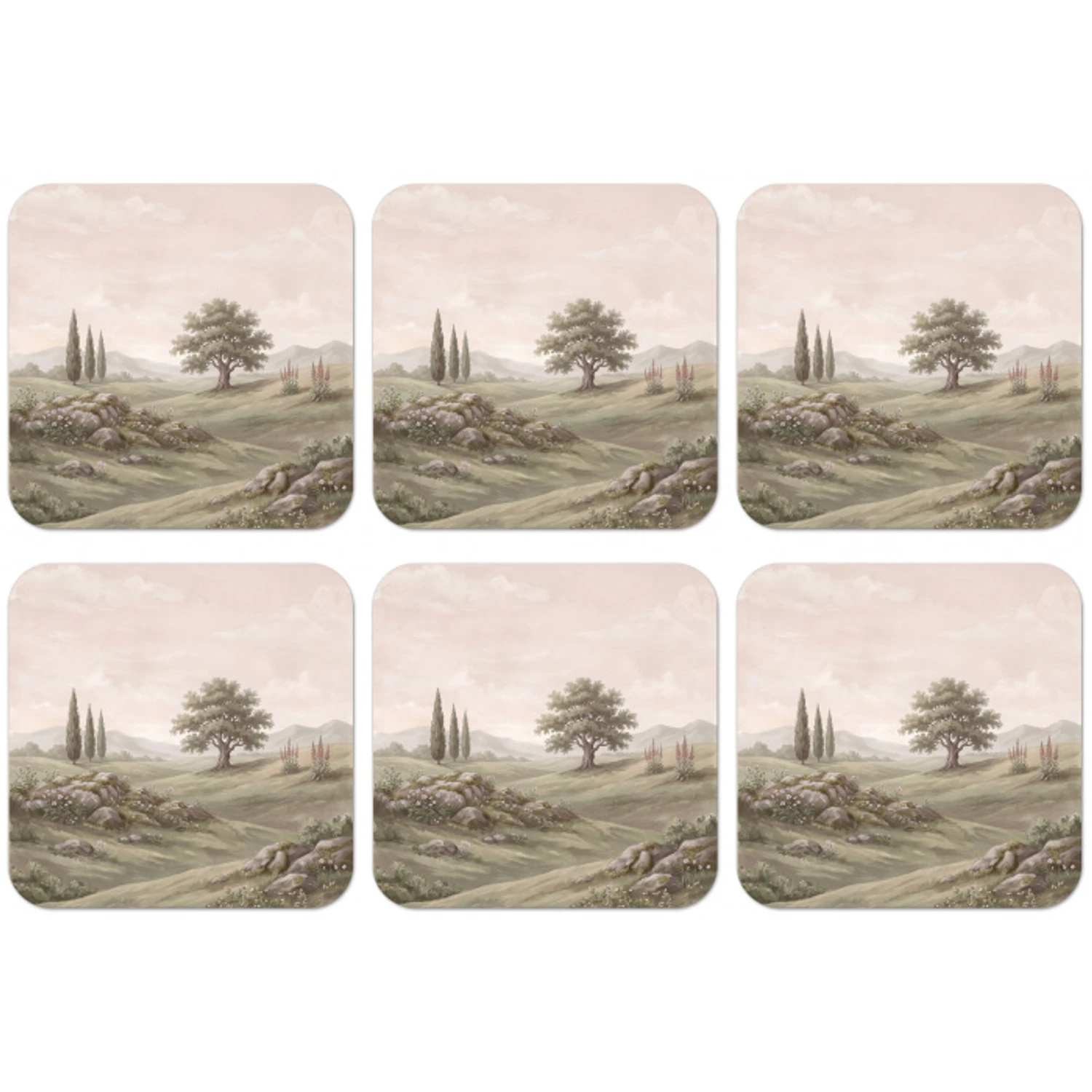 Heuvellandschap - Bomen - Natuur - Groen onderzetter kurk middel -zkaufland3dotto