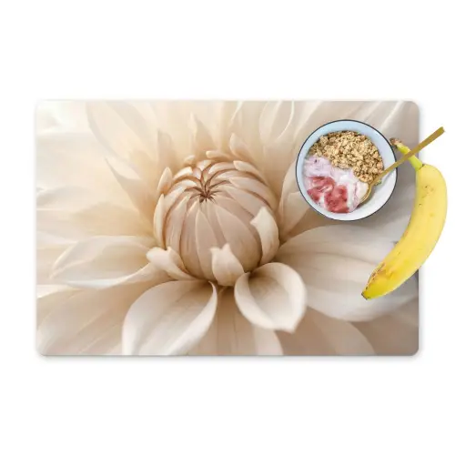 Bloem - Dahlia - Wit Placemat vinyl groot -zzzproduct_Kitchenyeah-website