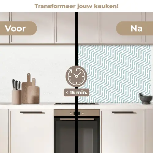 Design - Geometrie - Patroon - Groen keuken achterwand 2 middel 871 -voor-na2_NL
