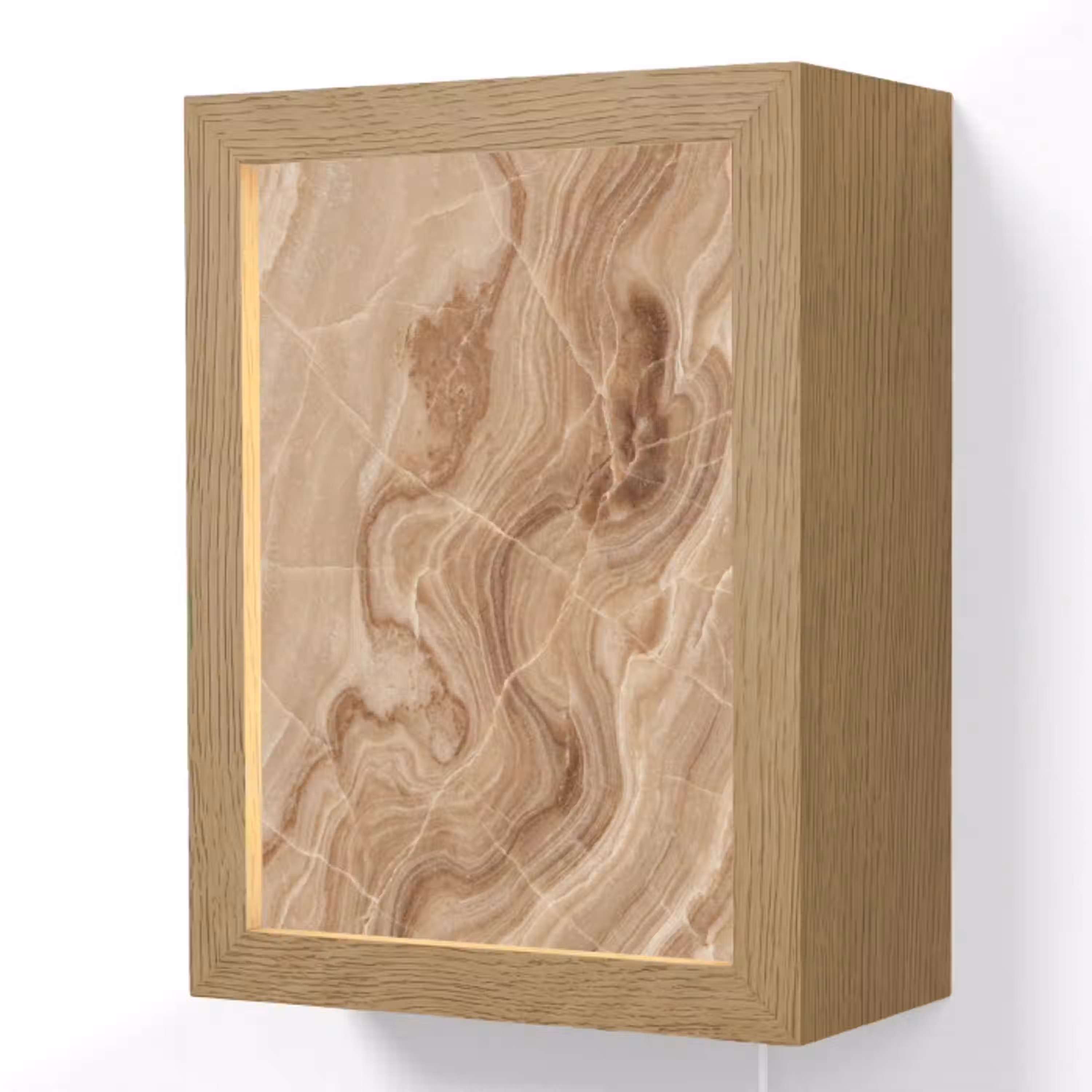 Textuur - Golvend - Abstract - Warm - Bruin Light Box met kabel (Wandlamp) klein -3d