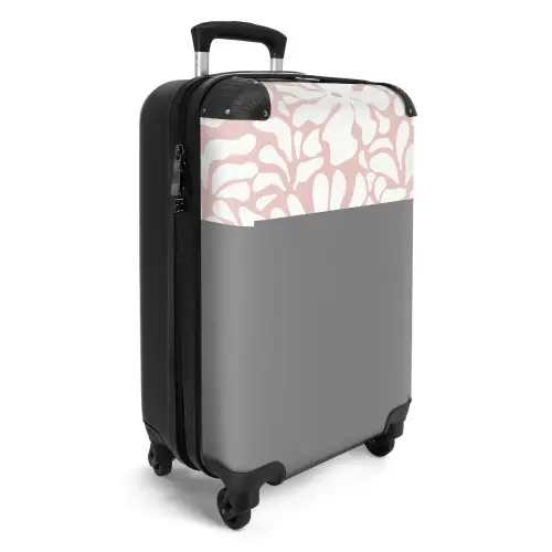 Abstract - Roze/Wit Bloemenpatroon NBS - Handbagage koffer - Kinderen Unisex middel -productfoto_3d