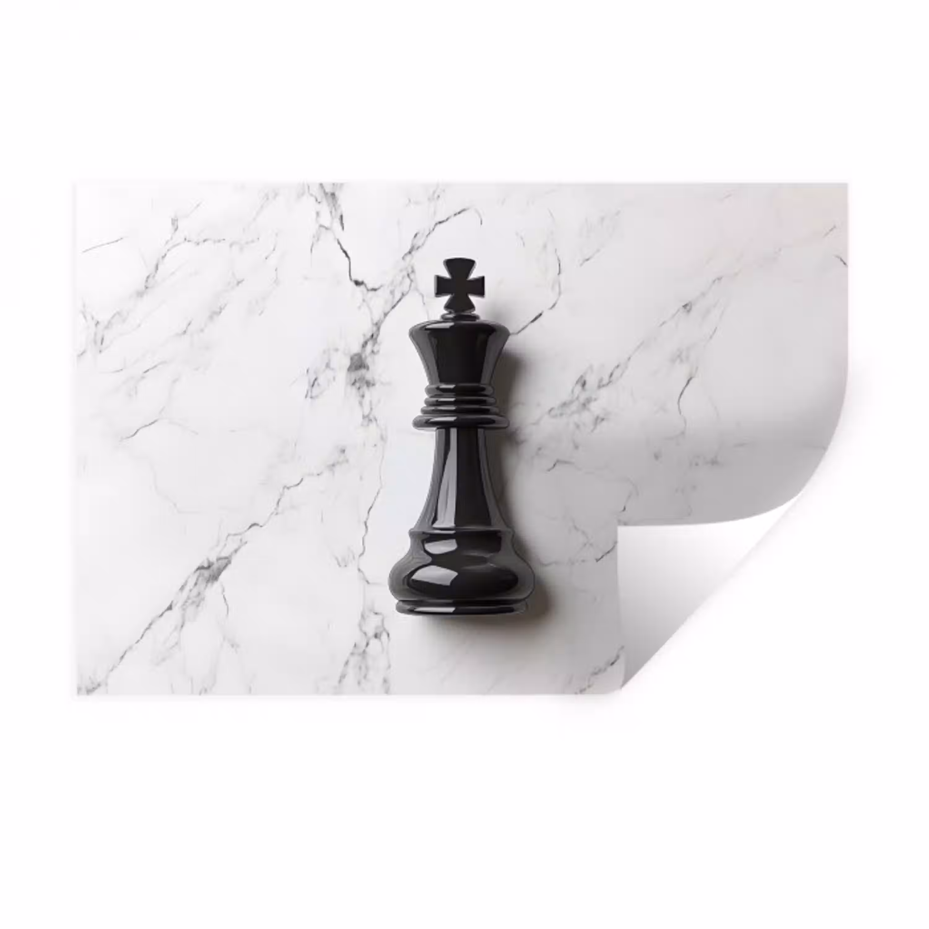 Schaakstuk - Koning - Zwart - Marmer Muursticker klein -3d