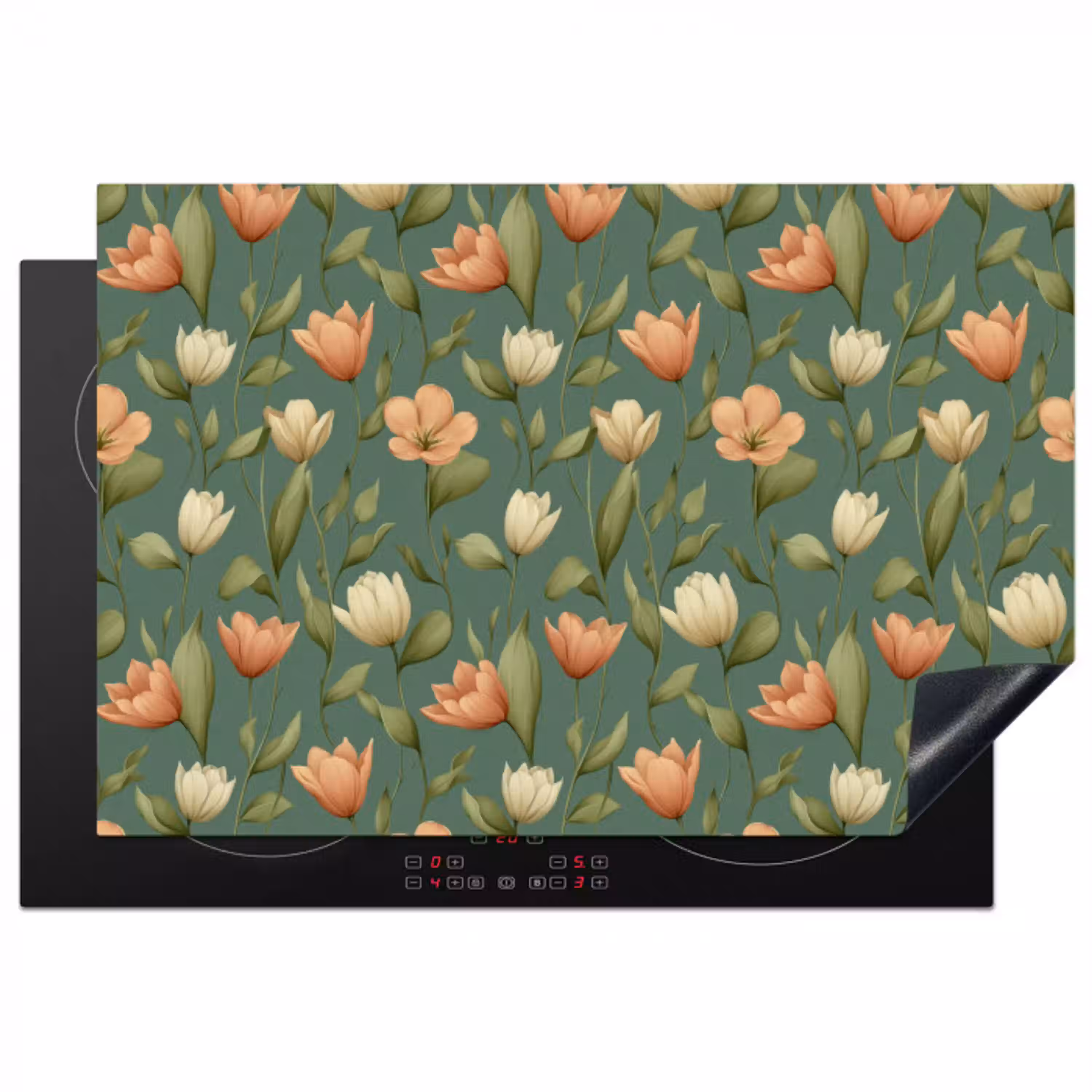Tulpen - Botanisch - Groen Inductie beschermer vinyl 3mm klein 276 -3d