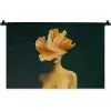 Vrouw - Hoed - Geel Wandkleed katoen klein -zz3d