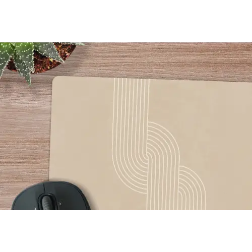 Parallelle lijnen - Lichte textuur - Beige muismat rubber klein -closeup