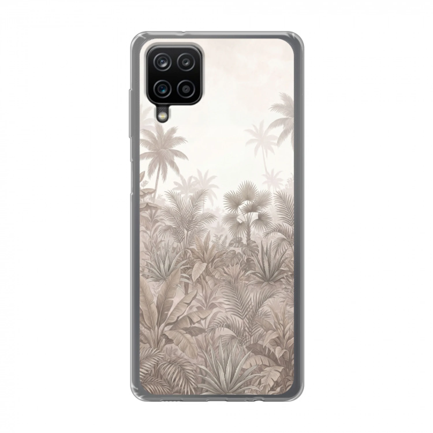 Jungle - Tropisch - Natuur -Vintage - Beige Telefoonhoesje Samsung Galaxy A12 klein -3d