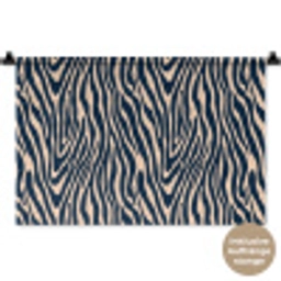 Zebra - Patroon - Blauw - Beige Wandkleed katoen klein 269 -t3d_DE