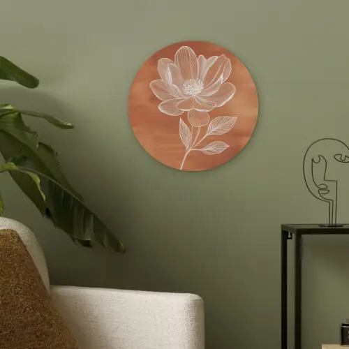 Bloem - Minimalistisch - Wit Akoestische PET Vilt - Rond klein -sfeer2