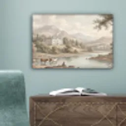 Landhuis - Rivier - Vee canvas 2cm klein -sfeer4