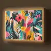 Schilderij - Abstract - Bloemen - Roze Light Box met batterij (Wandlamp) middel -z3d_website
