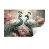 Pauwen - Pauwenveren - Vogels - Bloemen - Natuur Muursticker klein -3d