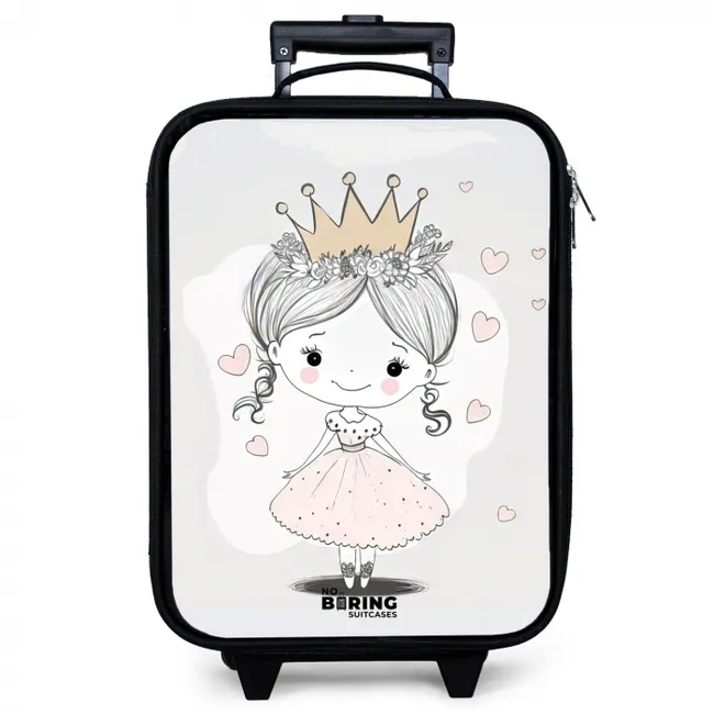 Prinses met kroon en roze hartjes Kinderkoffer - Zwart klein -zzz_website3d