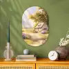 Huisje - Hout - Bloemen Wandcirkel Ovaal Forex klein -sfeer2
