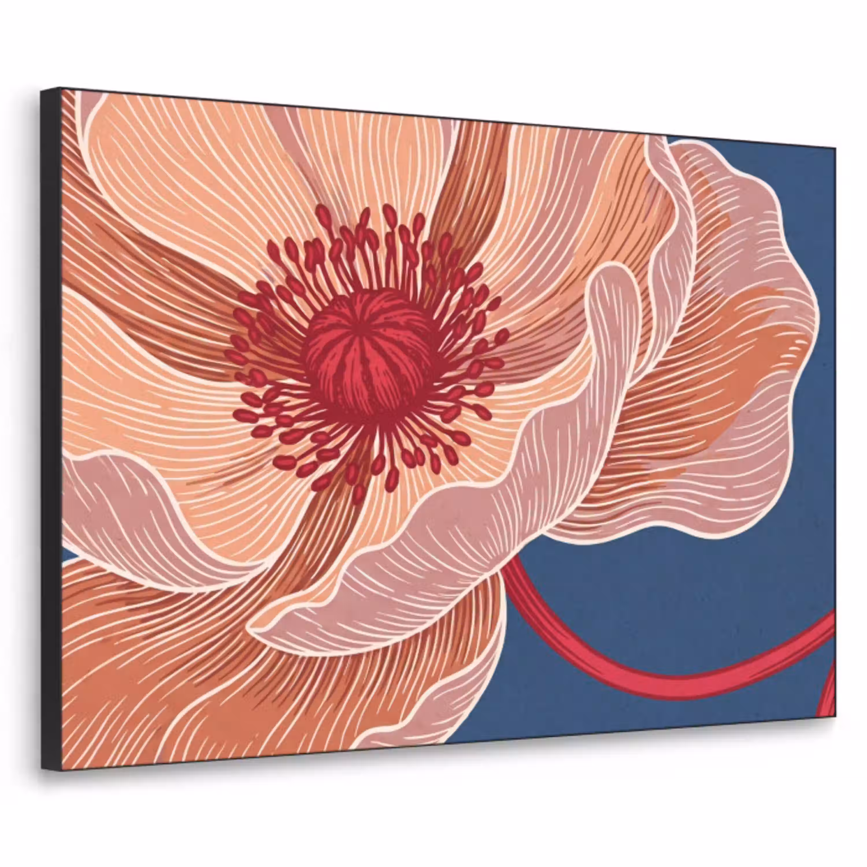 Bloemen - Modern - Abstract Textielframe zwart klein -3d