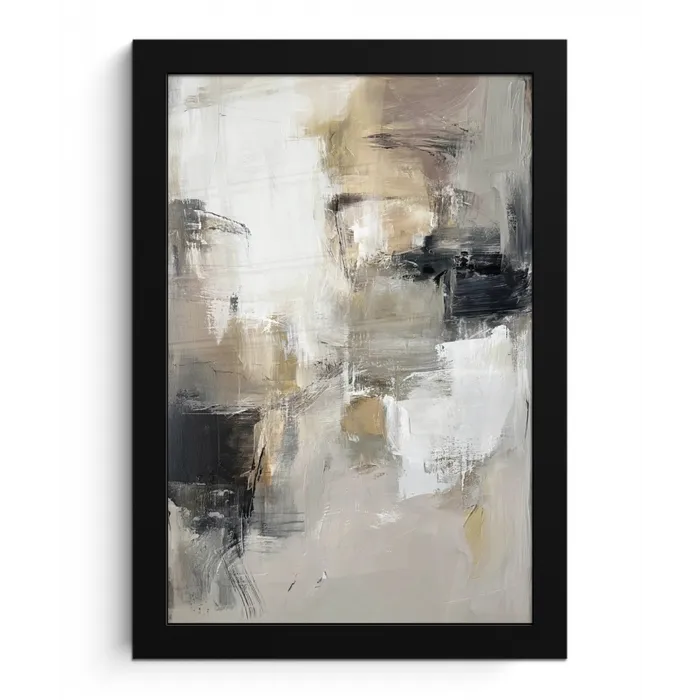 Kleurenpalet - Penseelstreken - Beige - Nevelig fotolijst zwart zonder passe partout klein -3d