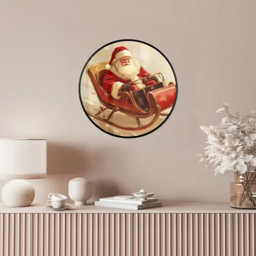 Kerst - Slee - Kerstman Fotolijst rond zonder passe partout klein -sfeer3