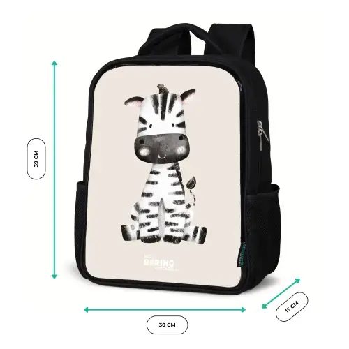 Zebra portrettekening met beige achtergrond Rugzak - Zwart middel -productfoto_formaten