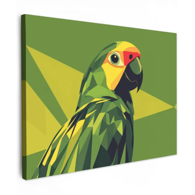 Canvas schilderij - Papegaai - Groen - Snavel - Abstract