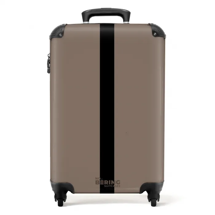 Minimal - Taupe met zwarte streep NBS - Handbagage koffer - Unisex middel -productfoto_recht