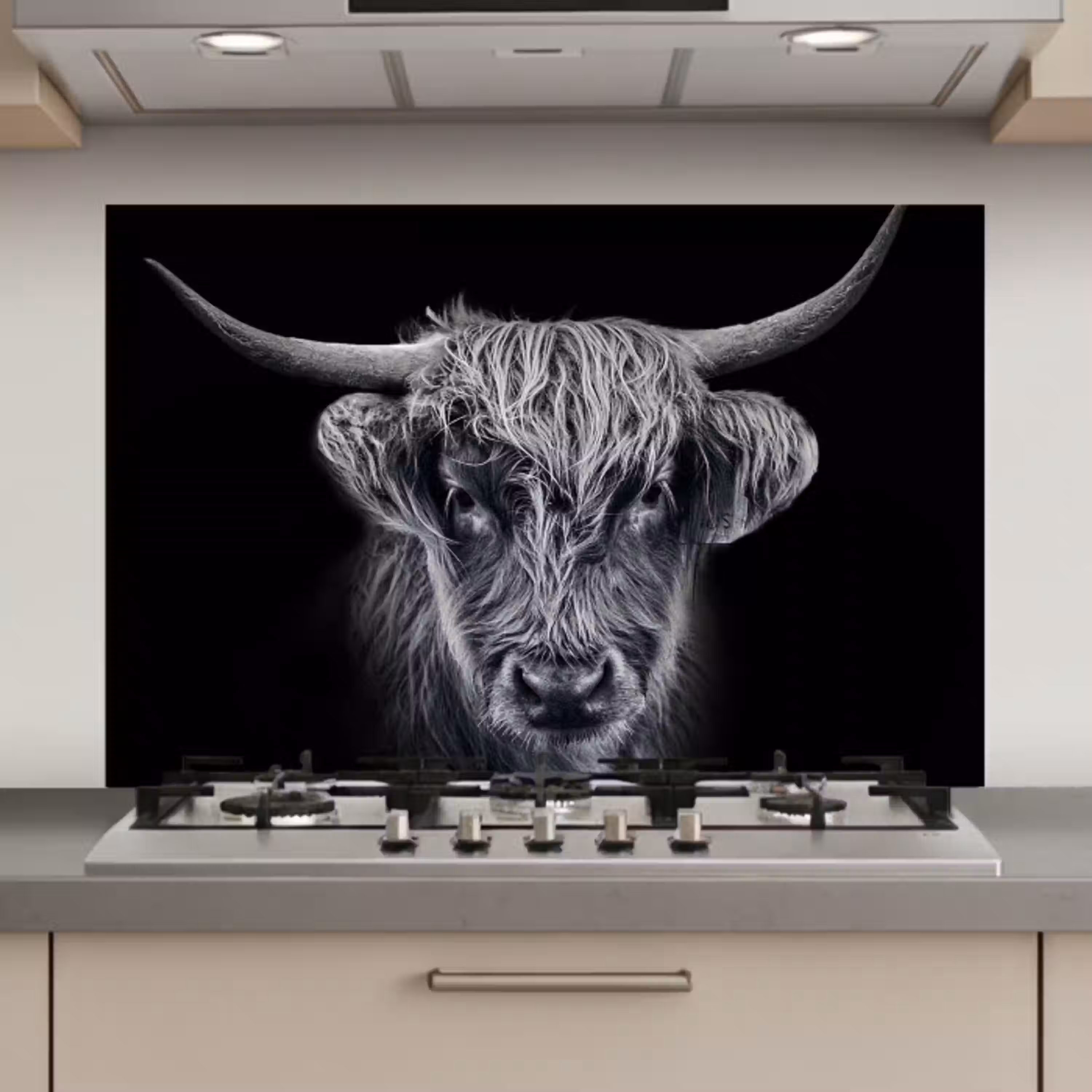 Schotse hooglander - Zwart - Koe - Dieren keuken achterwand spatscherm klein -3d_website