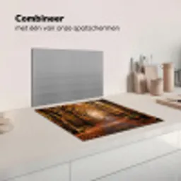 Bospad - Herfstbos - Bladeren - Oranje - Nostalgisch Inductie beschermer vinyl 3mm middel -wsfeer7_website