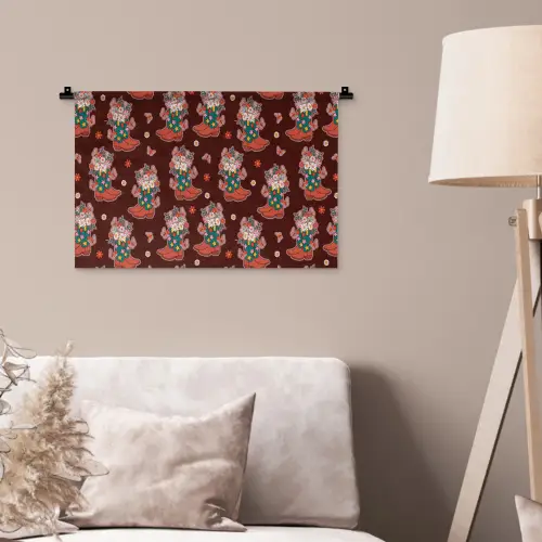 Donker - Cowboy - Laars - Patroon Wandkleed katoen klein 269 -sfeer4