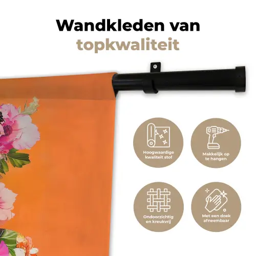 Vlinders - Vrouw - Zonnebril - Kleurrijk Wandkleed katoen klein -sfeer2