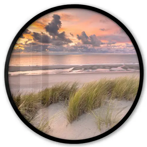 Zonsondergang - Duin - Strand - Planten - Zee Fotolijst rond zonder passe partout klein -3d