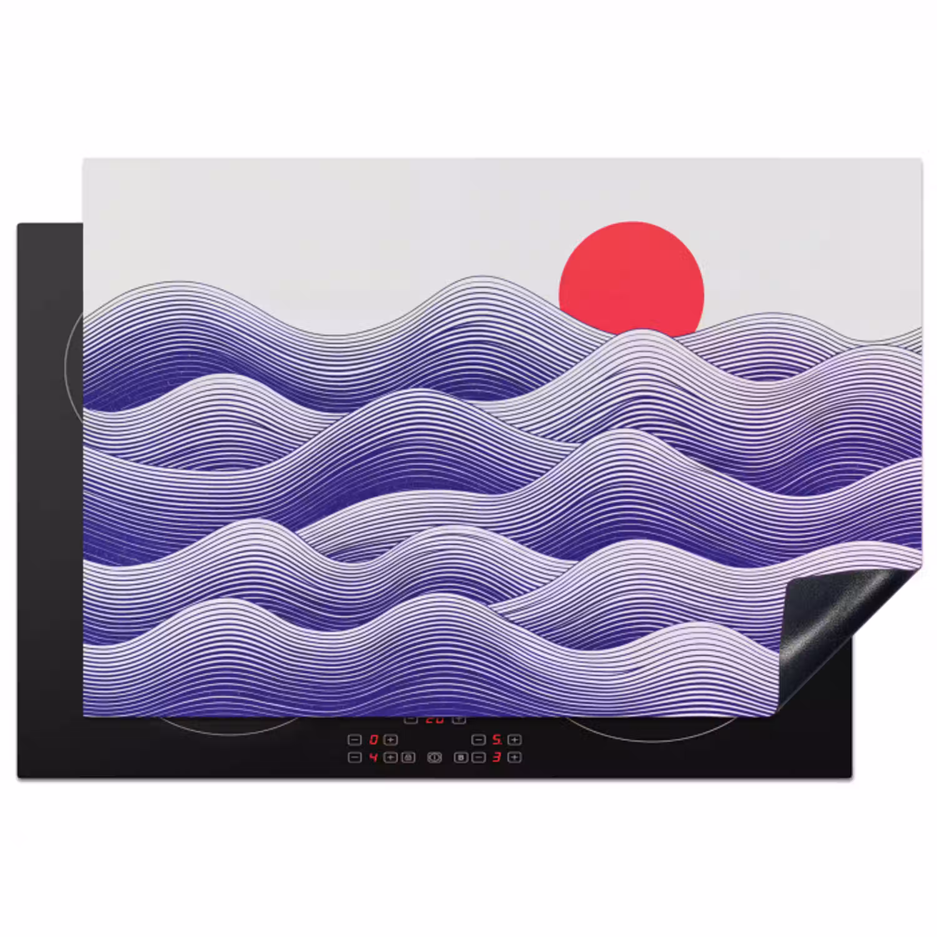 Golven - Zon - Natuur - Abstract - Rood Inductie beschermer vinyl 3mm klein -3d