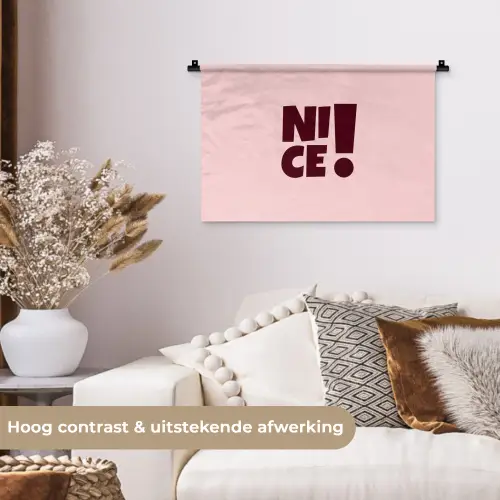 Nice - Uitroepteken - Roze Wandkleed katoen klein -sfeer1