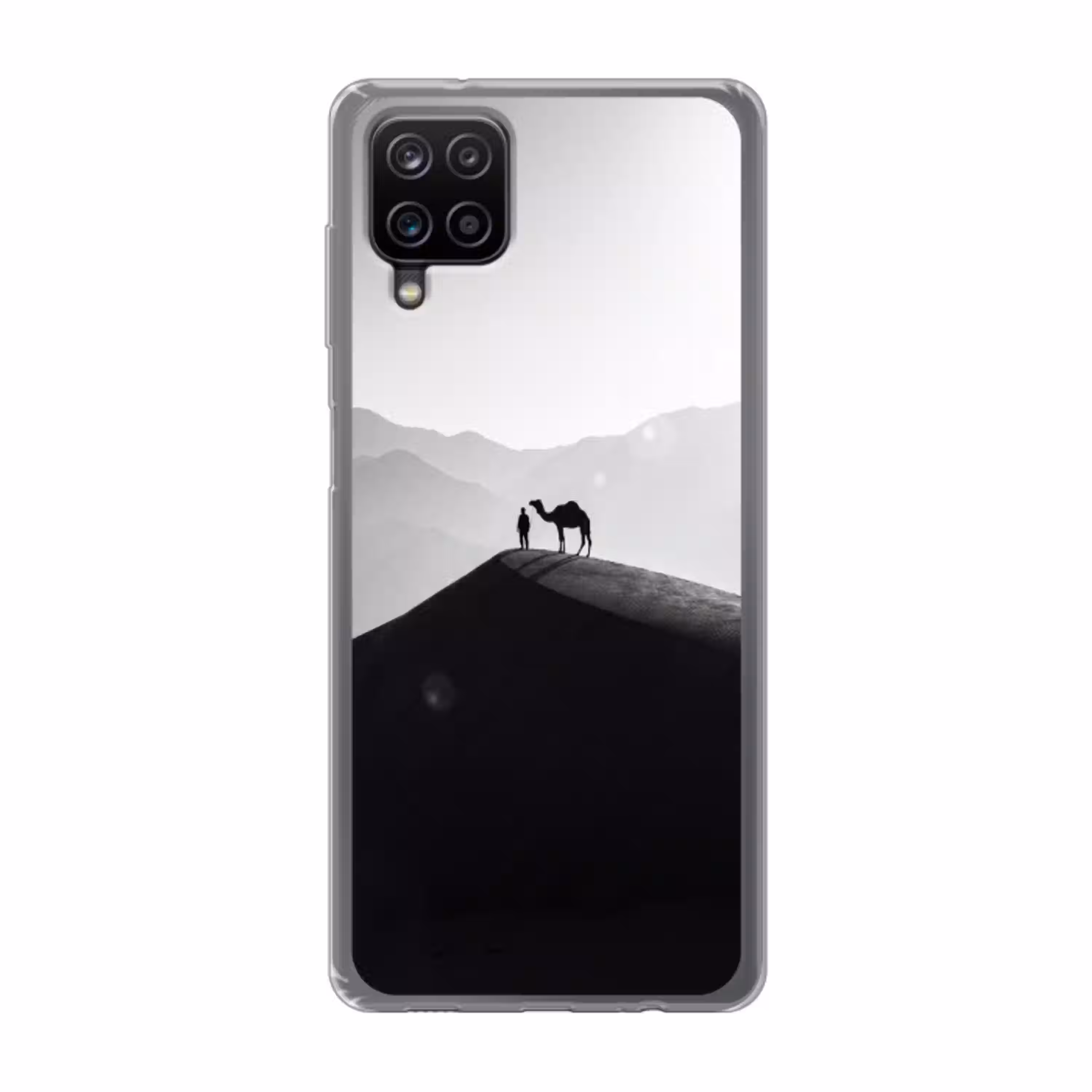 Mens - Kameel - Zandduin - Natuur - Monochroom Telefoonhoesje Samsung Galaxy A12 klein -3d