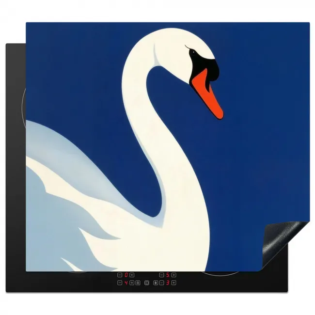 Zwaan - Wit - Snavel - Illustratie Inductie beschermer vinyl 3mm middel -3d