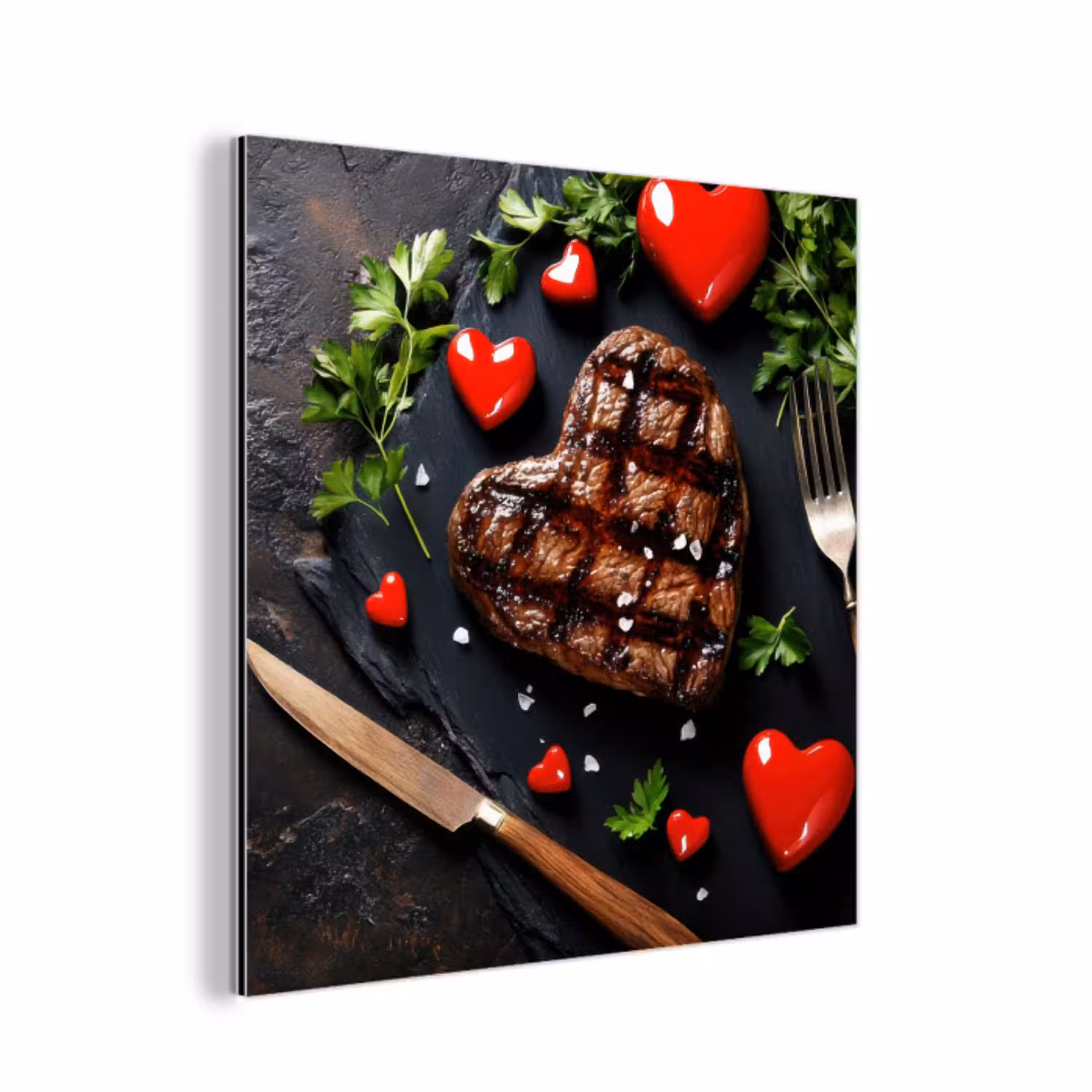 Steak - Hart - Bestek aluminium wit klein -3d