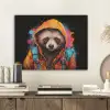 Graffiti - Wasbeer - Jas - Zwart PET vilt klein -sfeer1