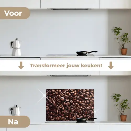 Bonen - Close-up - Donkerbruin keuken achterwand spatscherm klein -voor_na_NL