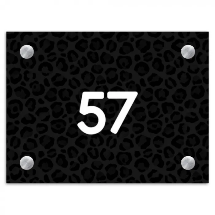 Zwart panterprint - Traditioneel Naambord Rechthoek middel -3d
