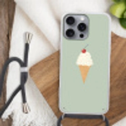 Illustratie - Ijsje - Spikkels - Kers Hoesje iPhone 16 Pro Max met koord klein -sfeer4
